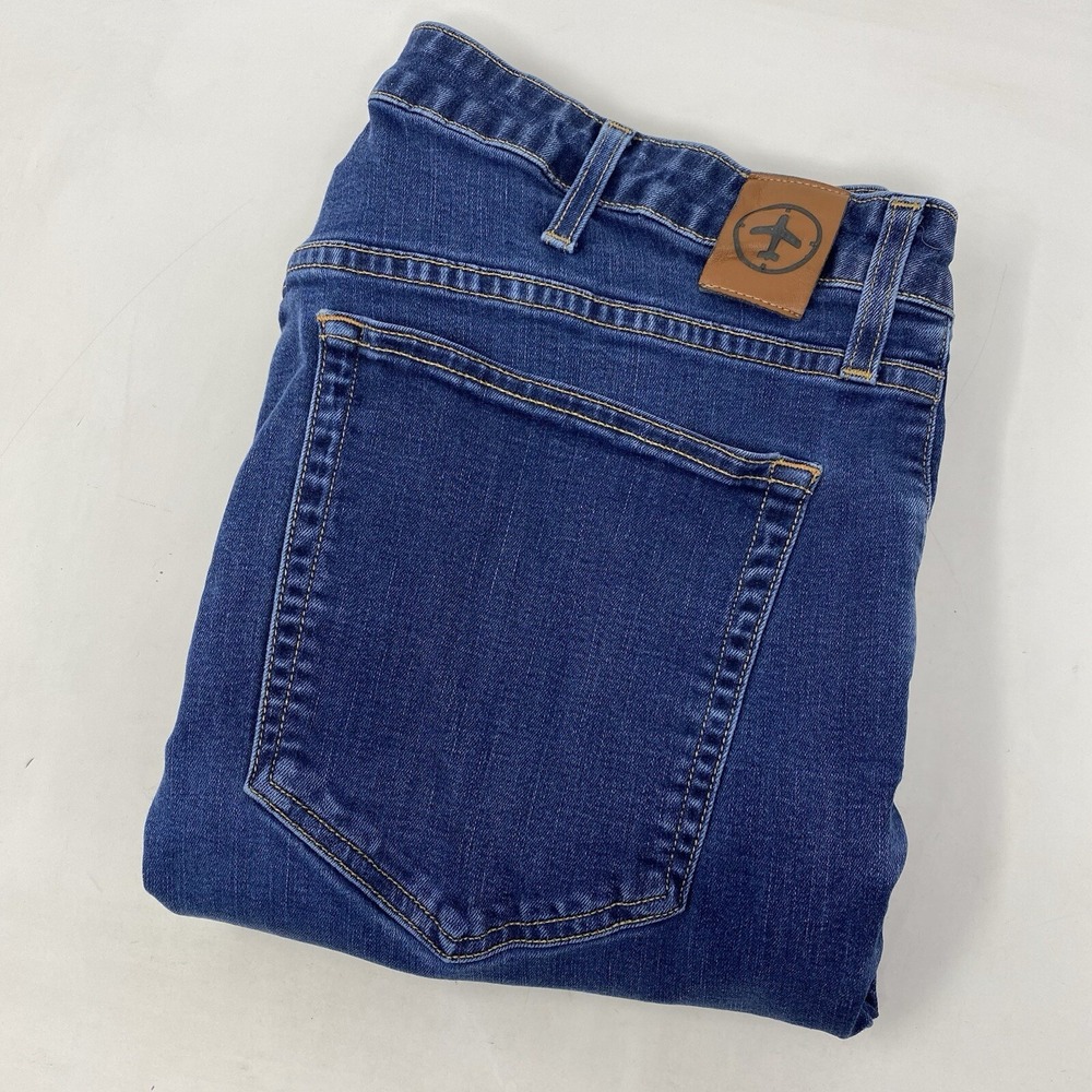 Aviator Straight Fit Jeans Mens 40‎ Dark Indigo USA Made Stretch M7027STRN